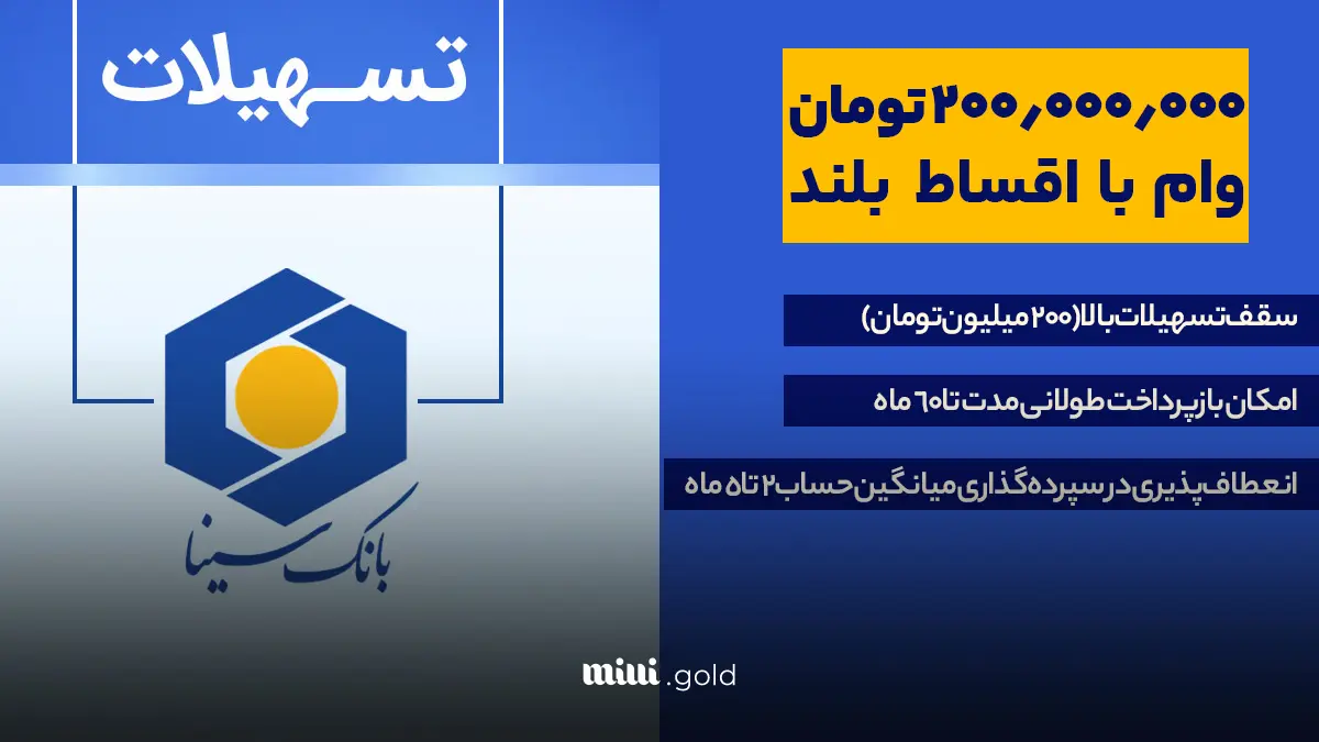 شرایط دریافت وام 200,000,000 تومانی بانک سینا طرح ارمغان با اقساط ...